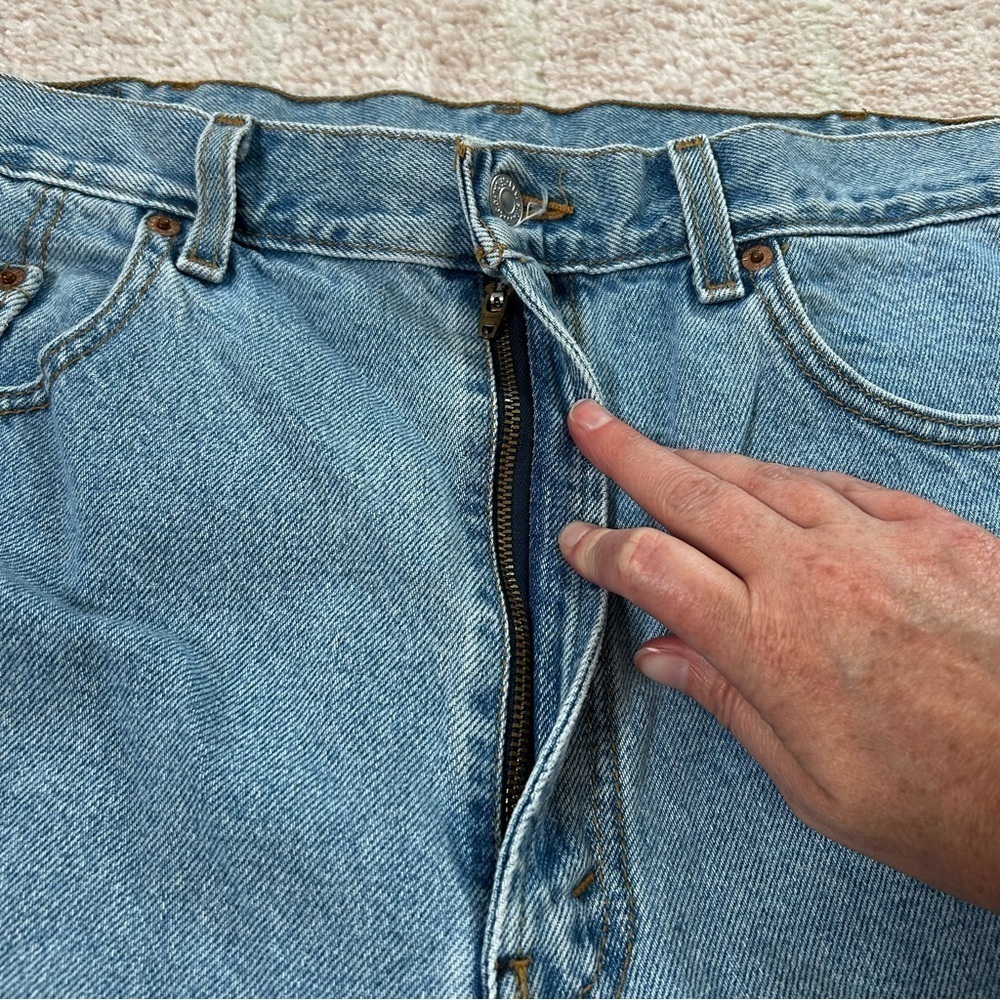 Vintage Levis 505 Jorts Denim Jean Shorts Size 38 Dad Short Classic‎ Light Wash - Picture 10 of 14